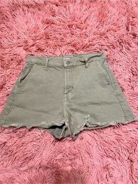 Old Navy Olive Green Raw-Hem Denim Shorts